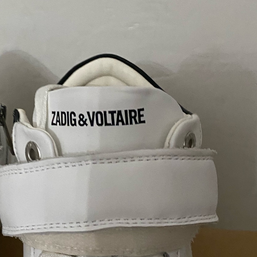 New ZADIG & VOLTAIRE Mid Smooth Leather Zipper Mid-Top Sneakers ZV1747 38 7 - Picture 6 of 13